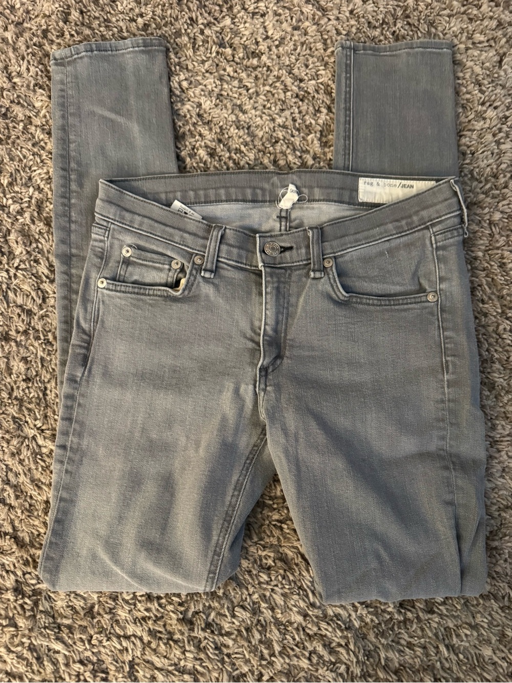 Women's Grey RAG & BONE Skinny Slim Stretch Jeans 28